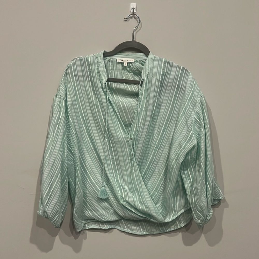NWOT Lou & Grey green stripes shirt